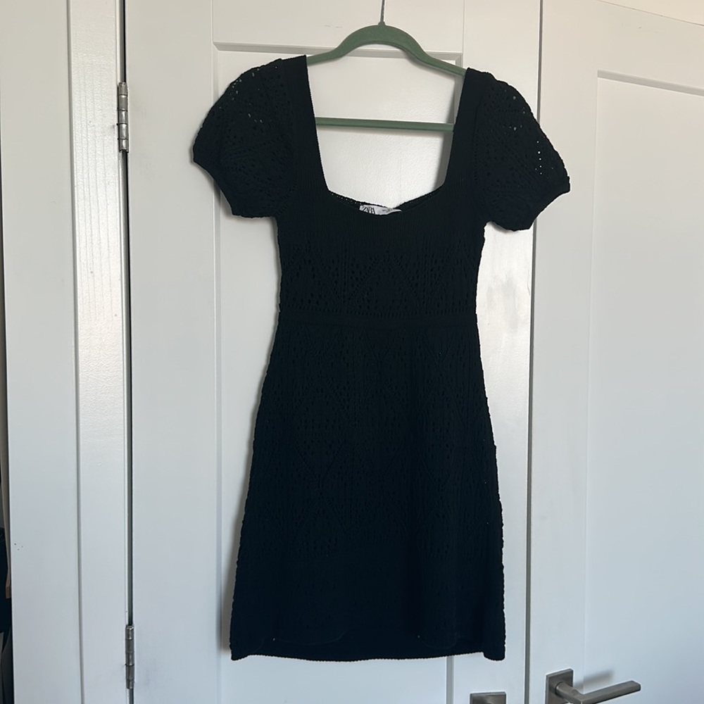 Nwt Zara Crochet Knit Mini Dress - Gem